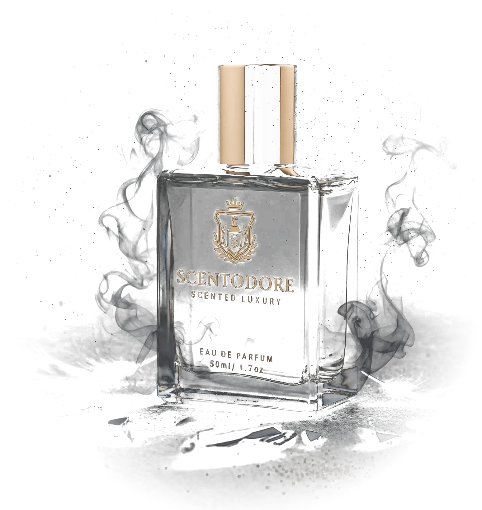 Scentodore signature bottle in cinematic light